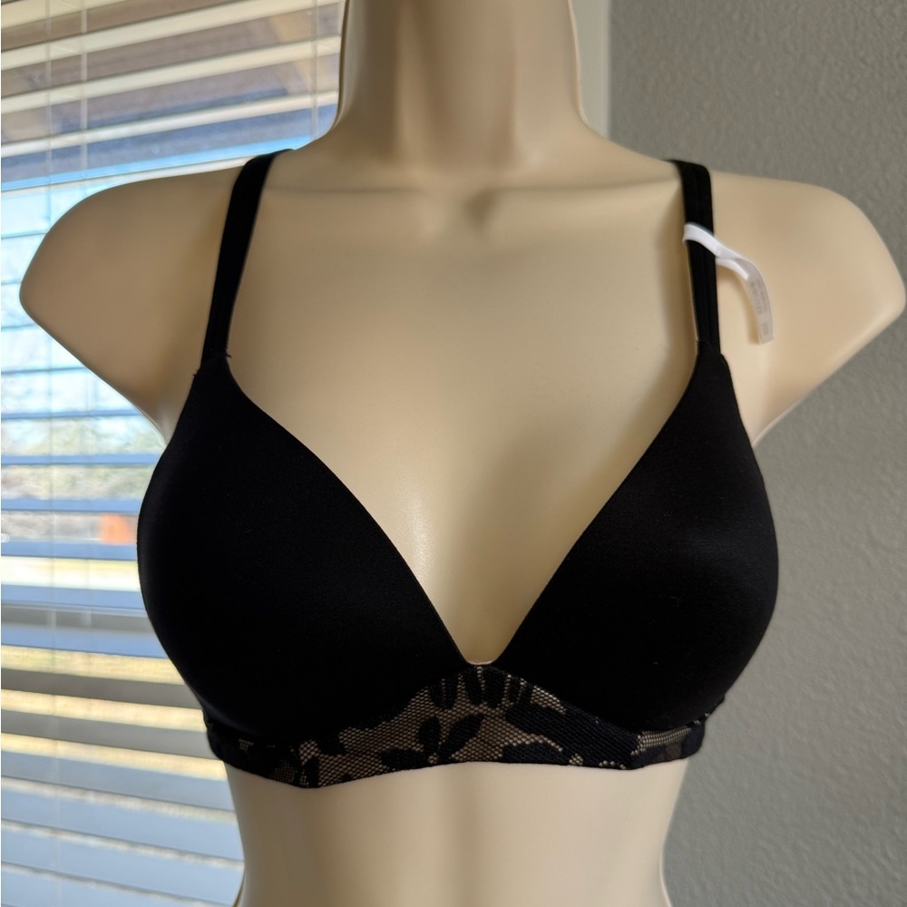 NWT Aerie REAL Sunnie Wireless Black Bra Size 32B